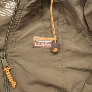 L.L. Bean Olive Green and Blue Windbreaker Jacket